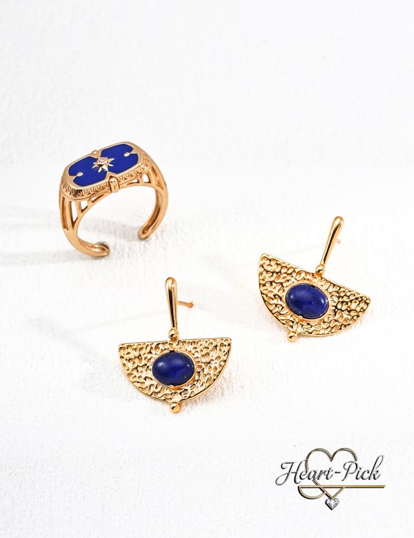 S925 silver design blue black drop glaze earrings